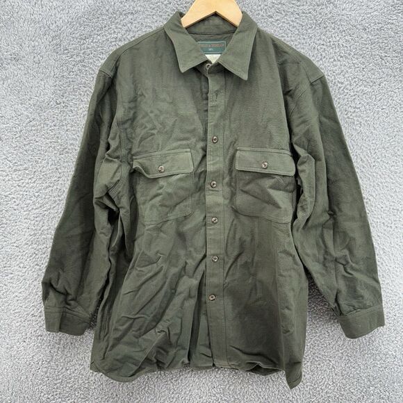 Field & Stream 1871 Shirt Mens Large Green Thick Flannel Button Up Long‎ Sleeves - Picture 1 of 6